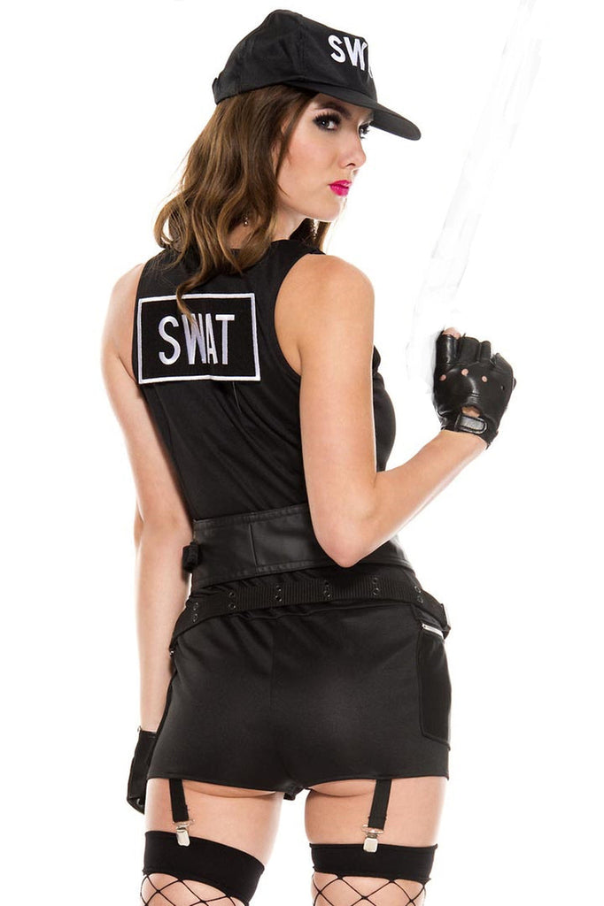 Shop this women's sexy black bodysuit with SWAT patch