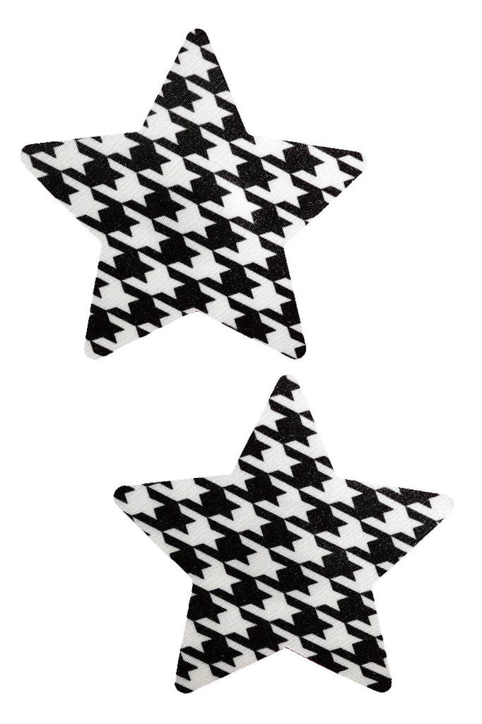 Black &amp; White Houndstooth Star Nipple Pasties