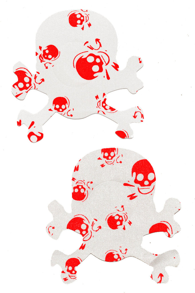 Women's white and red skull nipple pasties