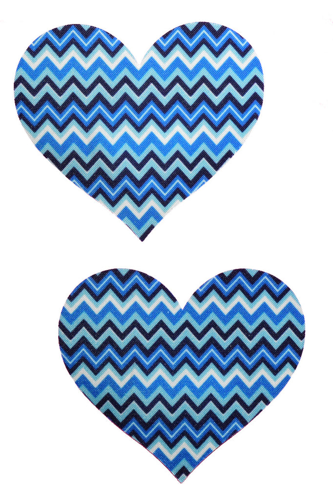 Blue Zig Zag Heart Shaped Nipple Pasties