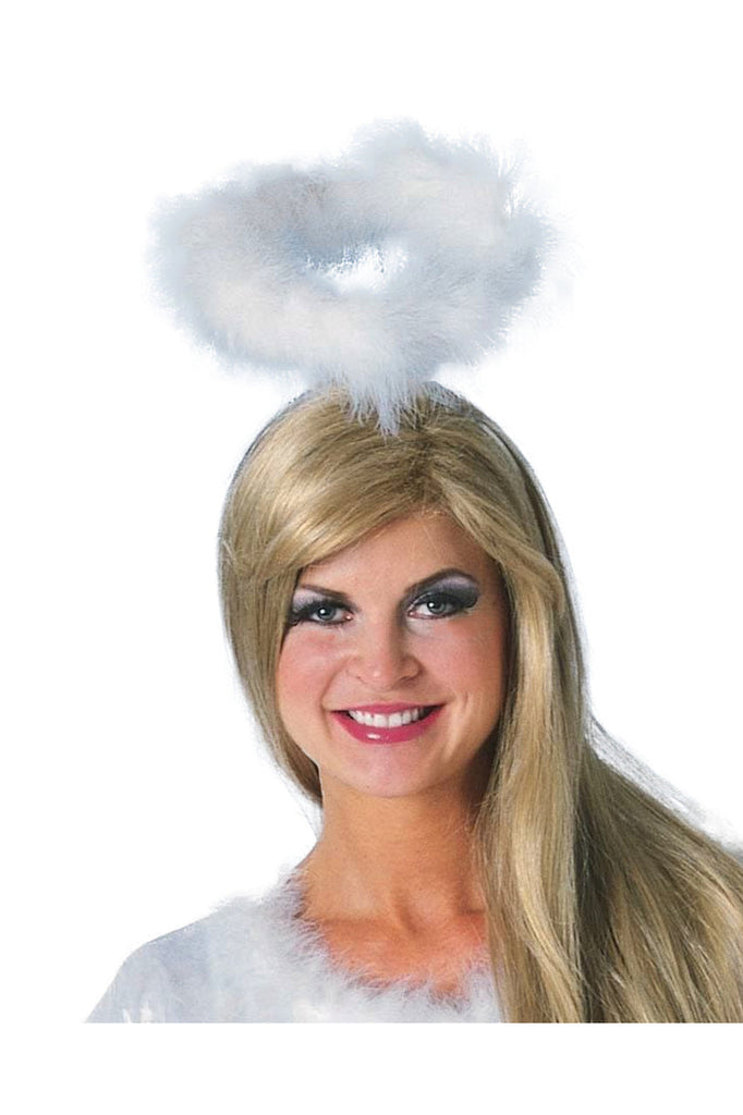 White halo, white fur halo, adult white angel halo costume