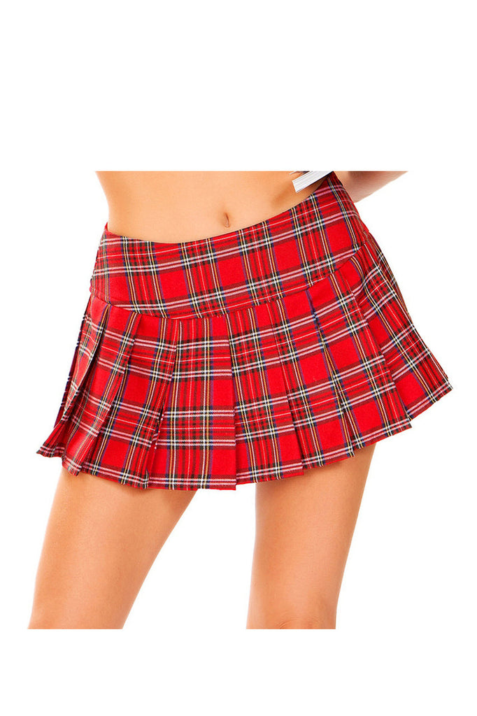 red plaid mini skirt