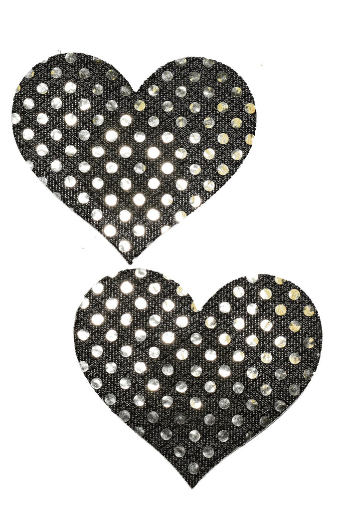 Black sequin heart nipple pasties