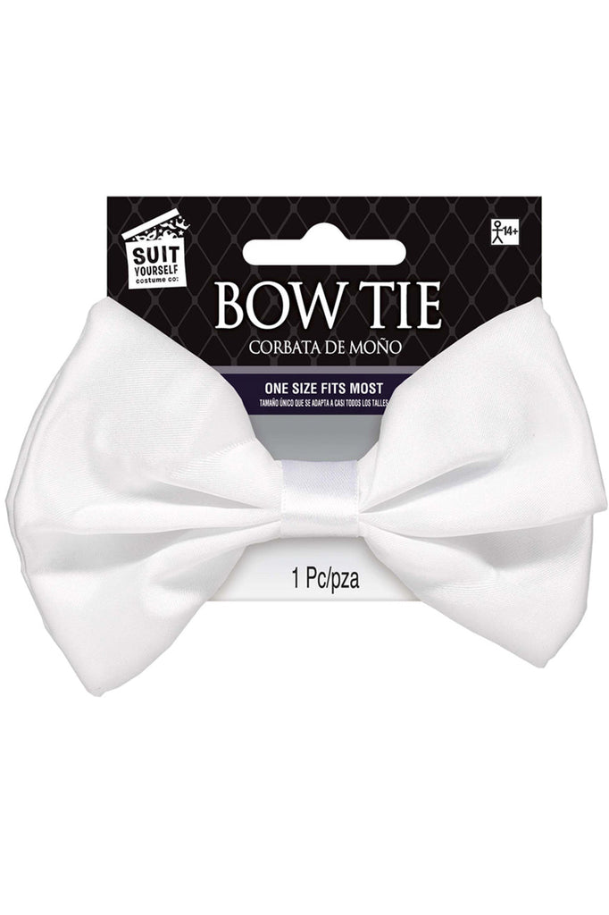 white satin bow costume accessory, white bow costume accessory