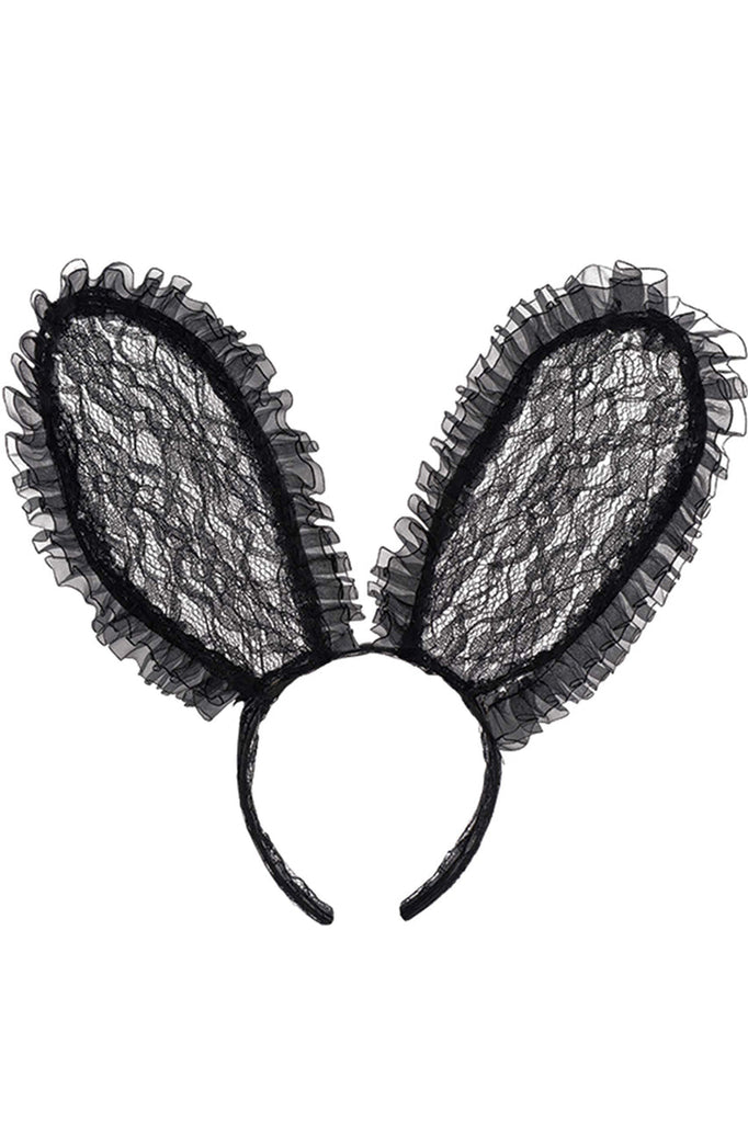 black lace bunny ears headband