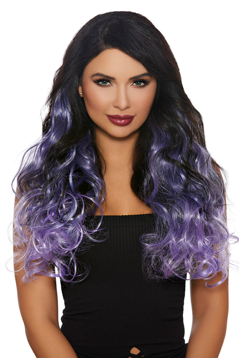 Julbie Long Curly Purple Ombre Hair Extensions