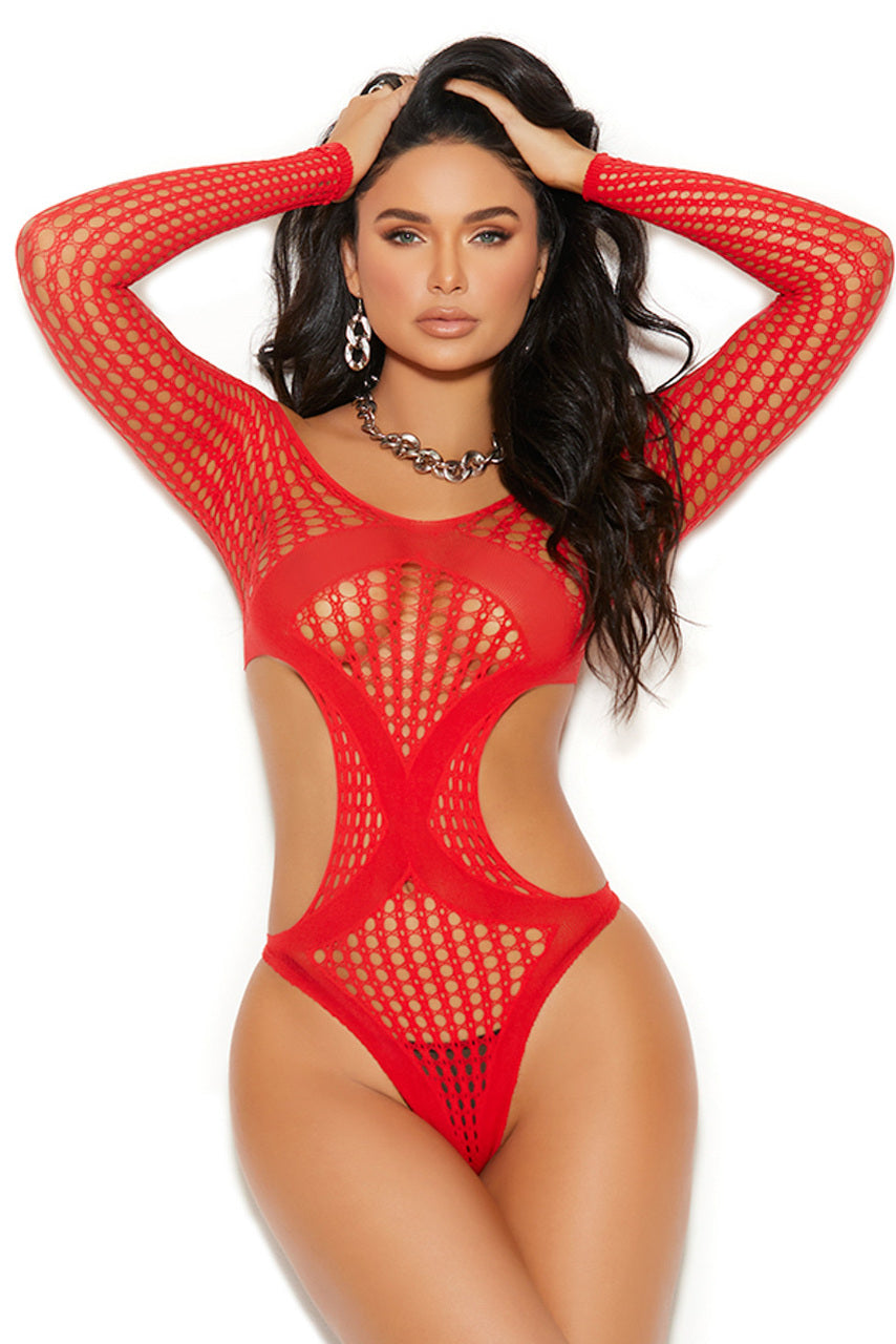Red Long Sleeve Crochet Teddy | Sexy Lingerie for Women Red Long Sleeve Crochet Teddy | Sexy Lingerie for Women
