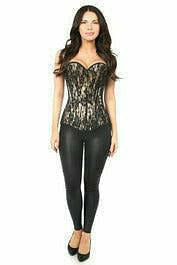 Lavish Tan Lace Front Zipper Corset - Daisy Corsets