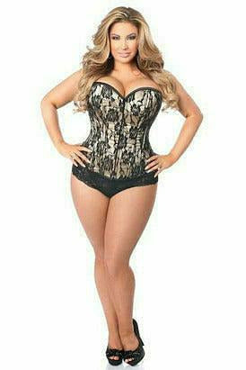 Lavish Tan Lace Front Zipper Corset - Daisy Corsets