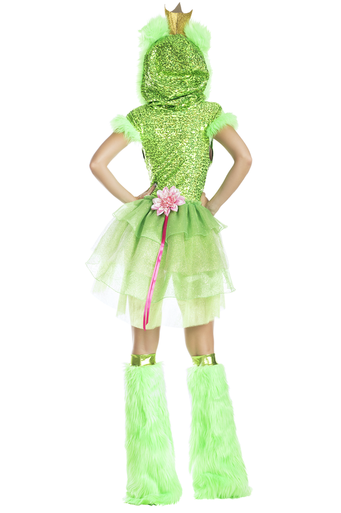 Shop this women's green kiss me frog Party King costume with attached hood