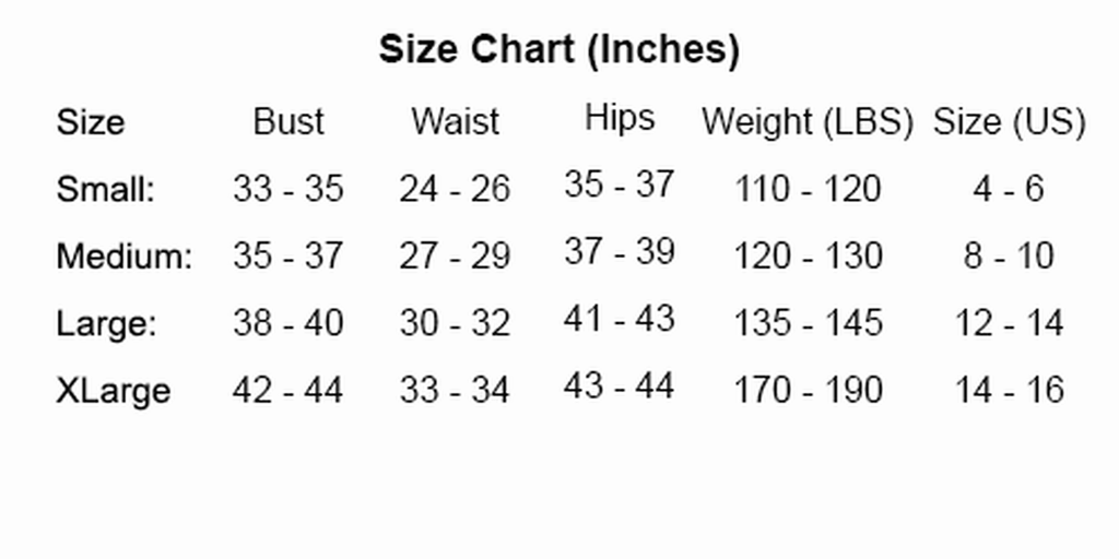 Party King size chart