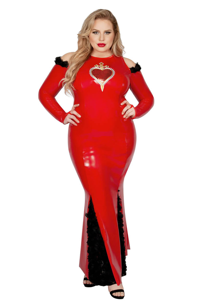Plus Size Red Gothic Vampire Costume, Plus Size Red Vinyl Vampire Dress