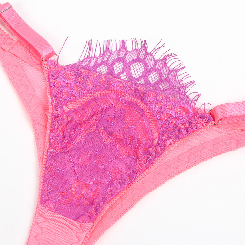 Julbie Neon Lace Bra and Garter Set