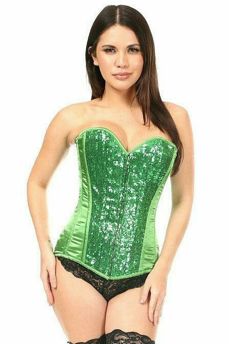 Top Drawer Green Sequin Steel Boned Corset - Daisy Corsets