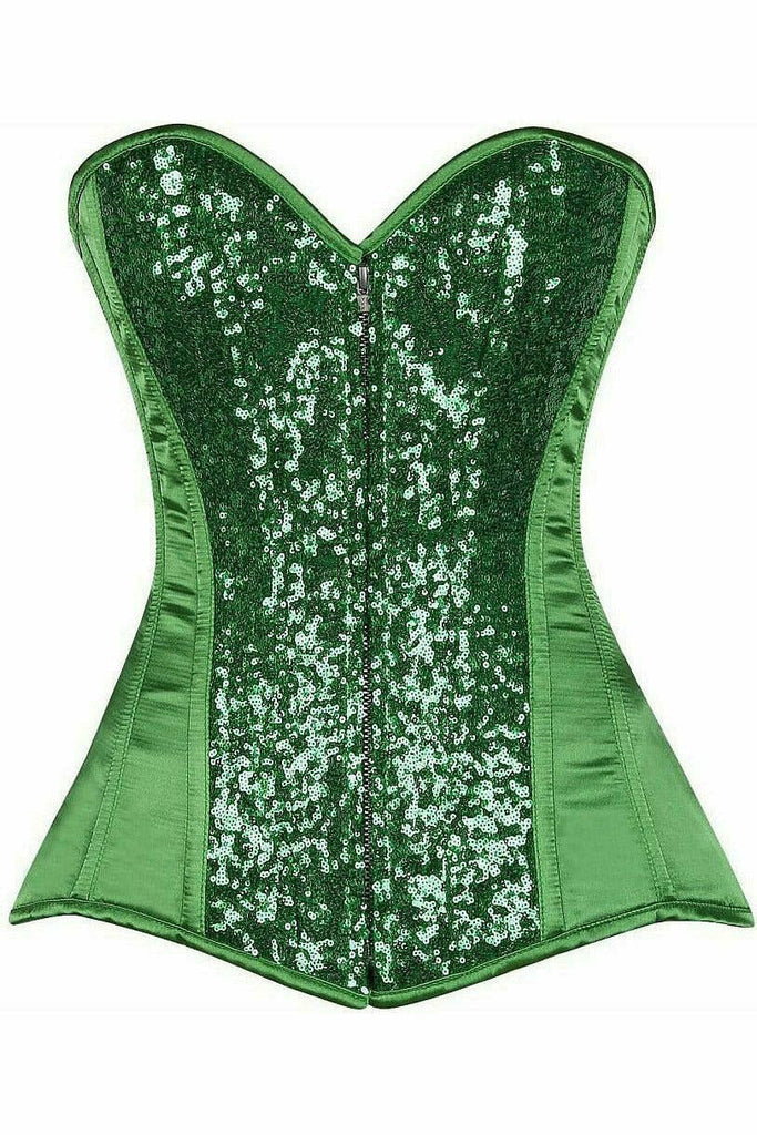 Top Drawer Green Sequin Steel Boned Corset - Daisy Corsets