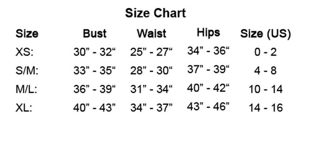 Music Legs size chart