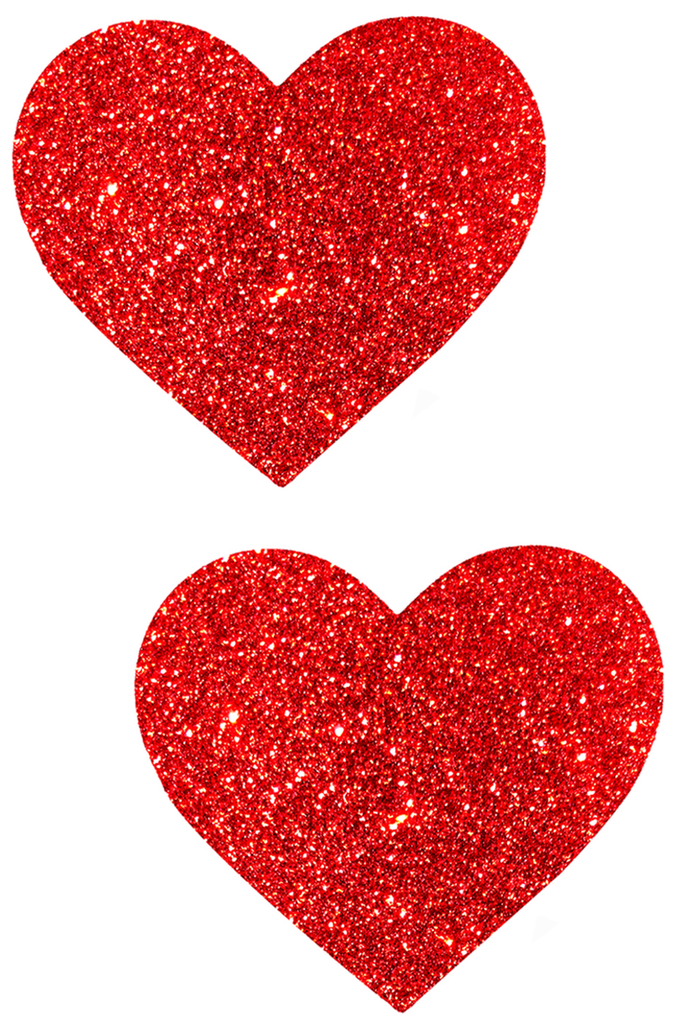 Shop these women's red glitter heart nipple cover pasties