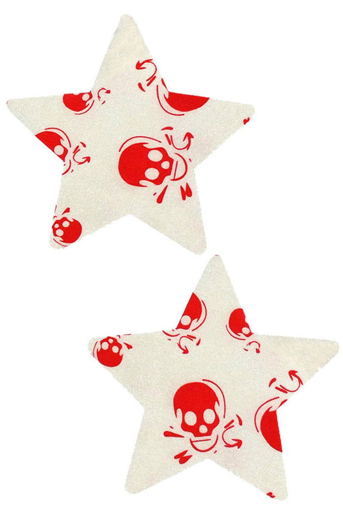 Shop women's red skull white star nipple cover pasties online.