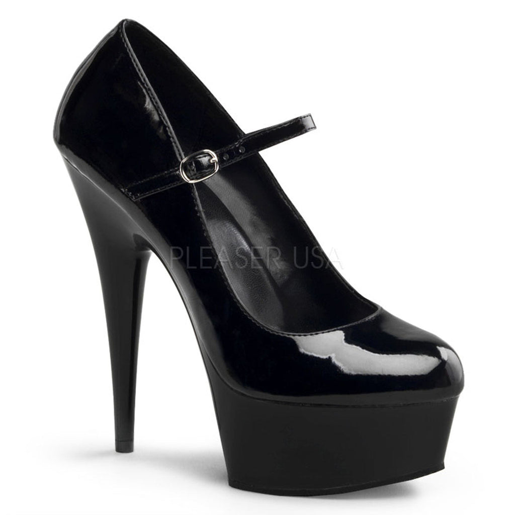 Women's sexy black 6" heel shoes with a 1.8" platform