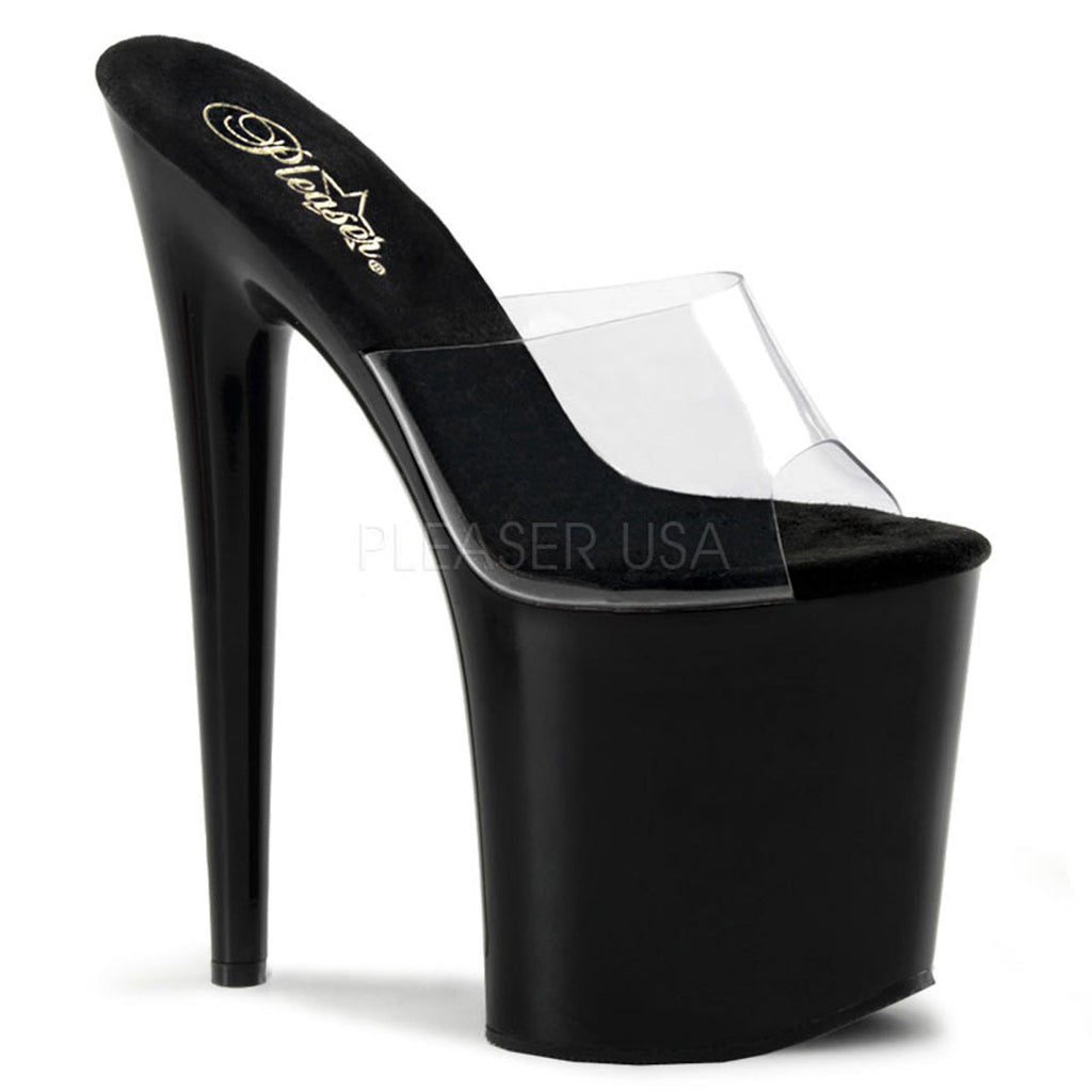 Shop these women's sexy clear stripper heels with, 8 inch heel, peep toe slide, and 4" tall platform - Pleaser Shoes