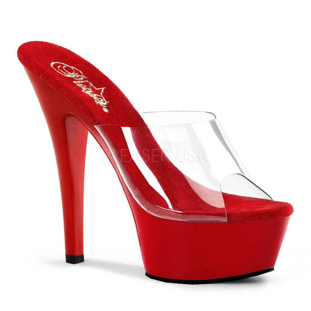 Sexy clear stripper pumps with 6" stiletto heel.