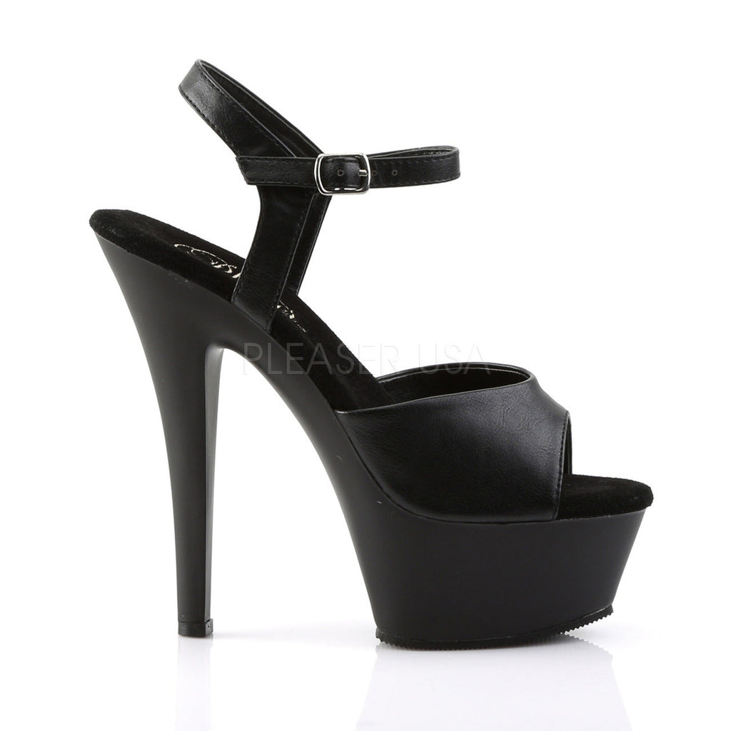 Shop these women's sexy black stripper heels with faux leather, 6 inch spike heel, and 1.8" platform - Pleaser Shoes